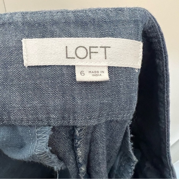 LOFT The Riviera Short Pineapple Embroidered Chambray Shorts - Picture 3 of 5